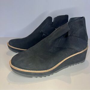 Eileen Fisher Suede Wedge Pull On Ankle Boots in Size 6.5 NWOB